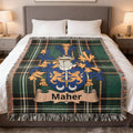 Maher Irish heritage woven blanket with family crest emblem