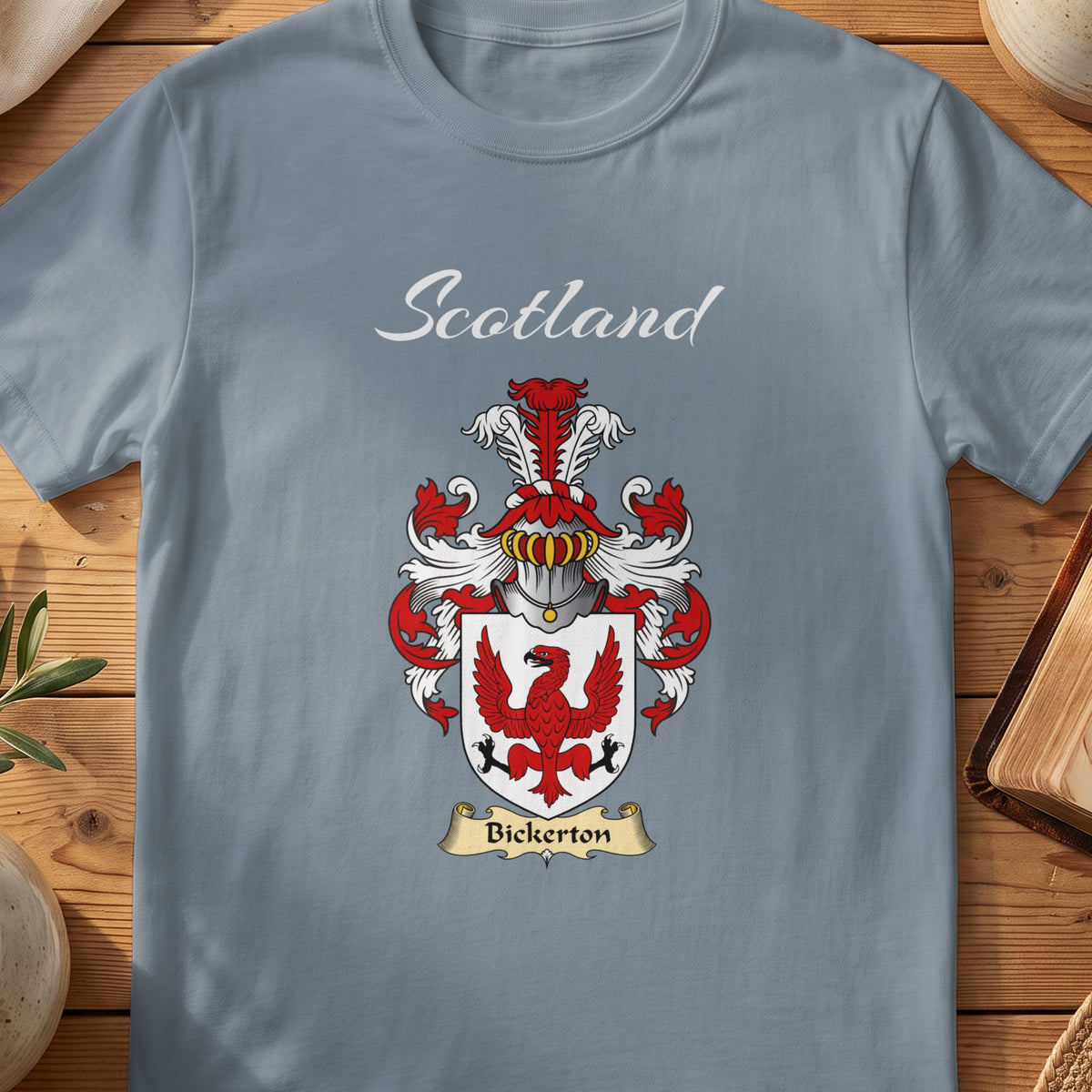 Bickerton Scottish family shield T-shirt in Stone Blue