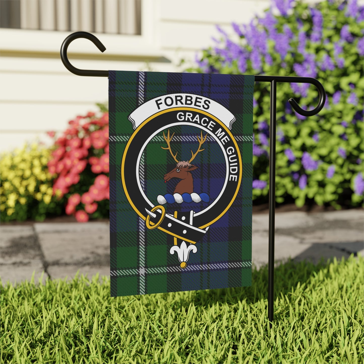 Forbes Clan Scottish Tartan Crest Garden Flag