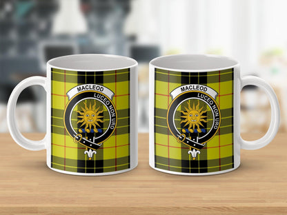 MacLeod Clan Crest with Tartan Pattern on Mug - Living Stone Gifts