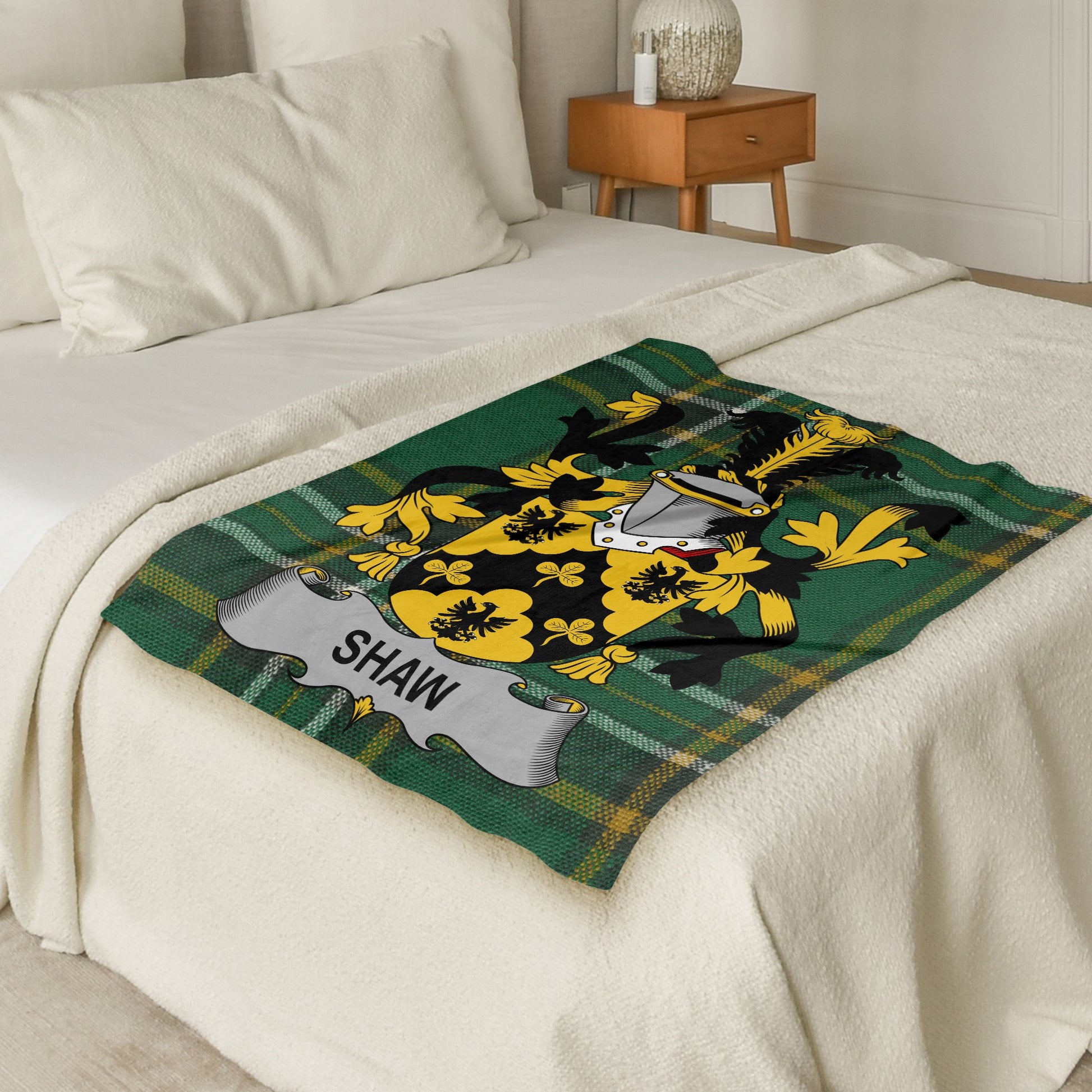 Shaw Surname Irish Tartan Throw Blanket - Living Stone Gifts