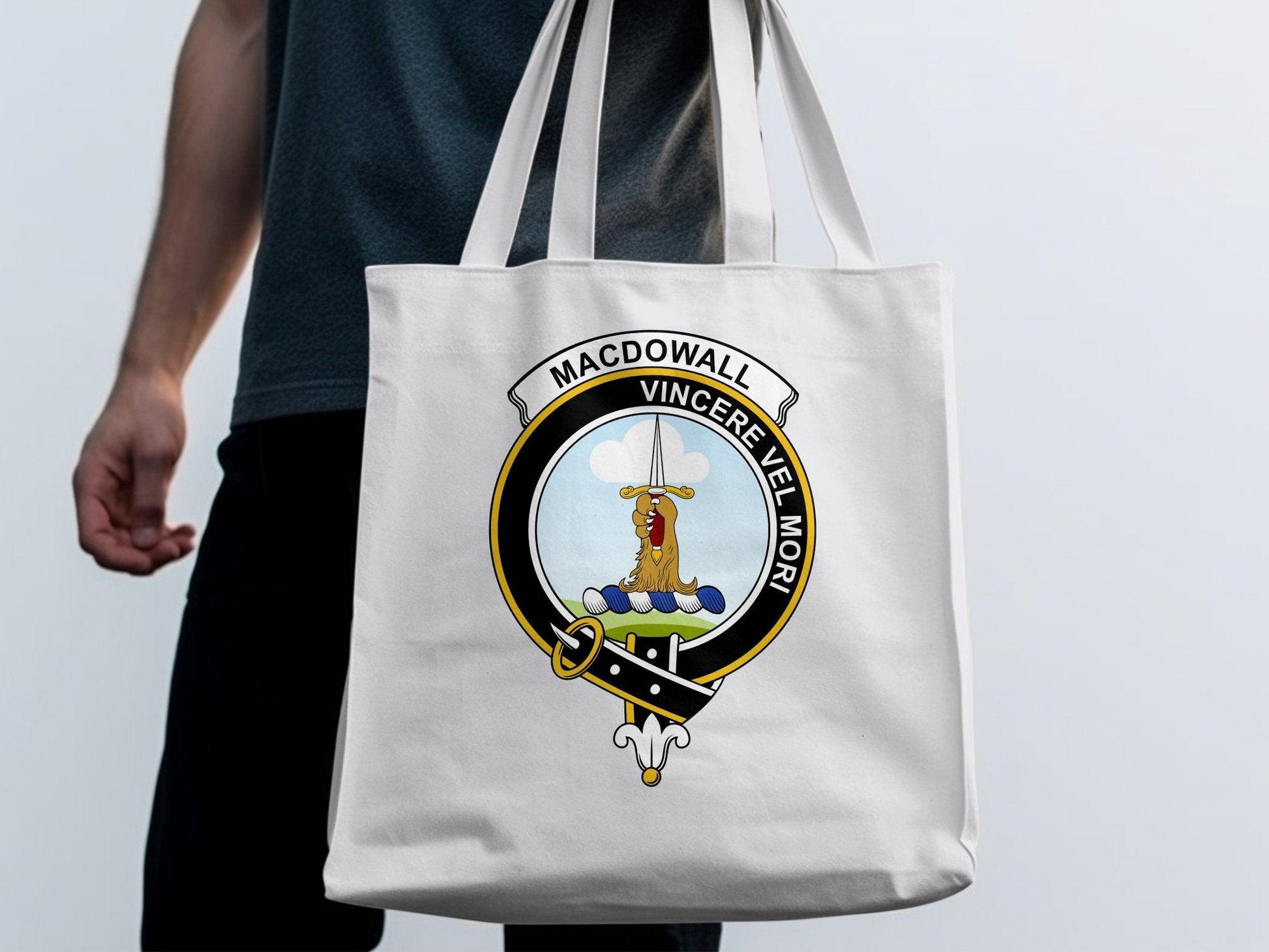 Macdowall Clan Crest Tote Bags - Celtic Ancestry Gifts