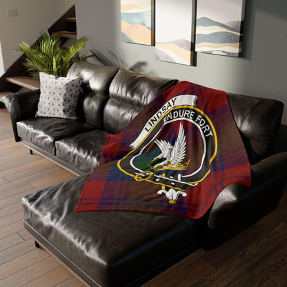 Lindsay Clan Tartan Blanket – Scottish Crest Throw, Soft & Cozy