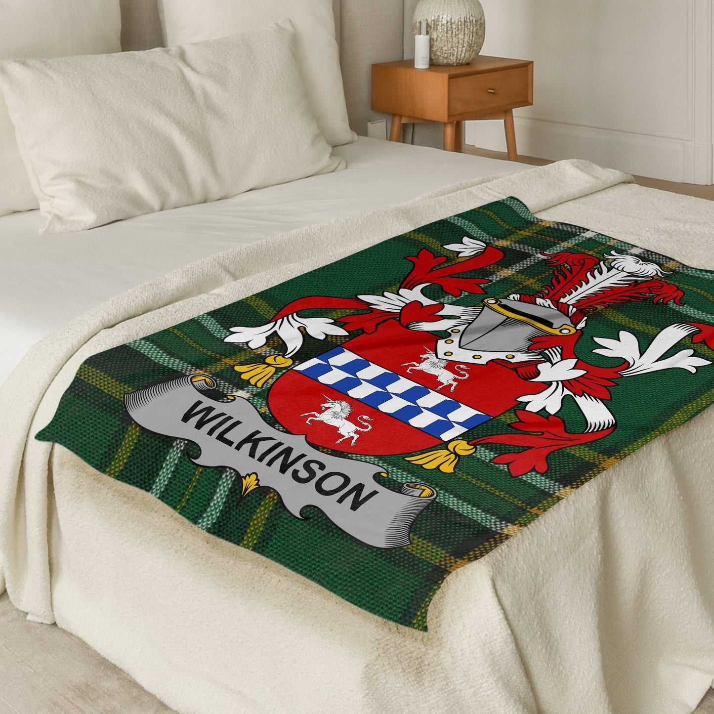 Wilkinson Surname Irish Tartan Throw Blanket - Living Stone Gifts