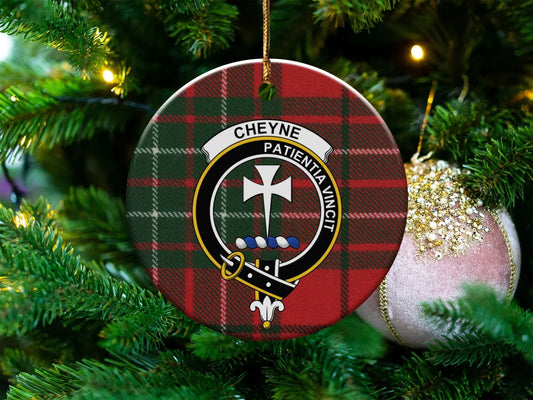 Cheyne Patientia Vincit Plaid Round Ceramic Ornament product