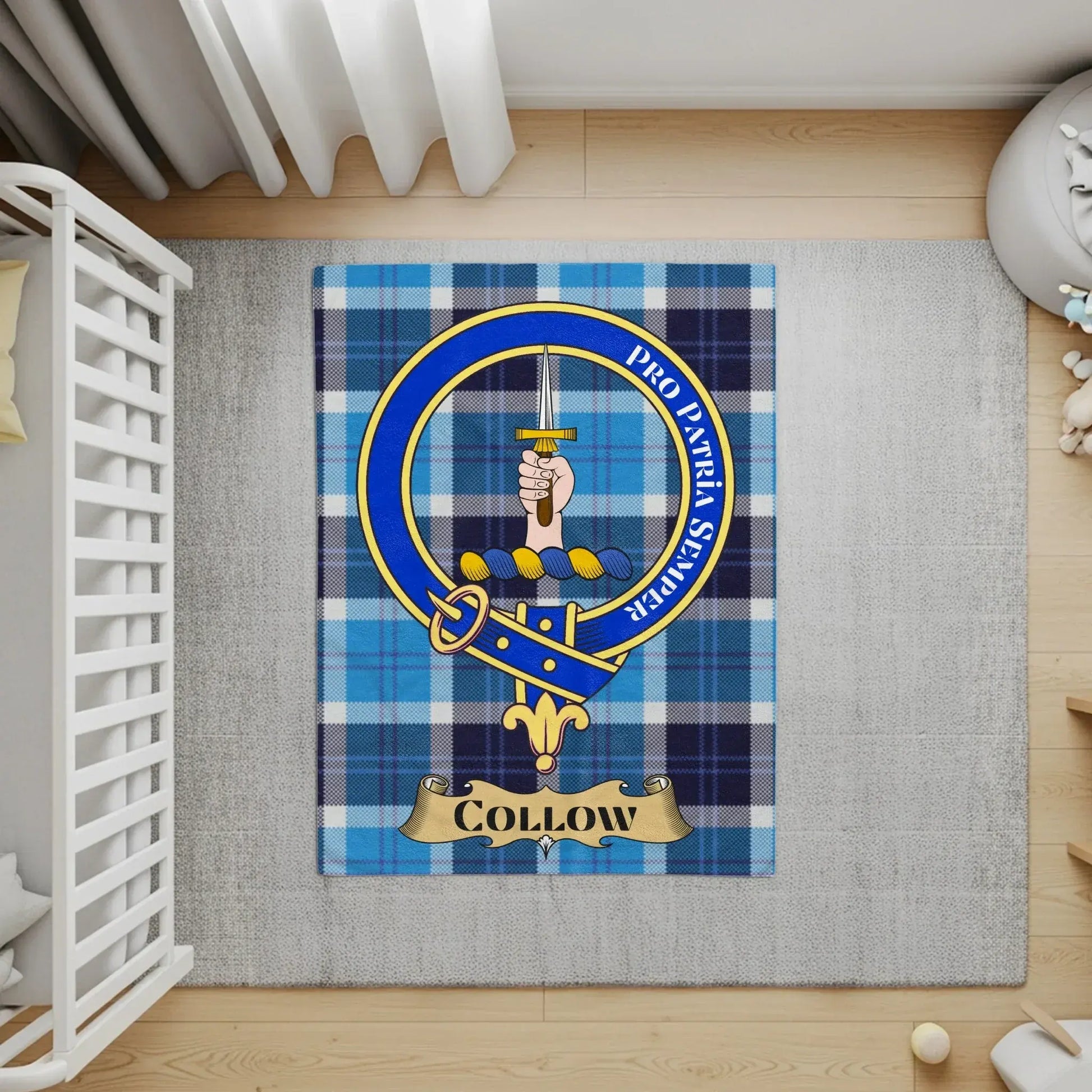 Scottish Blue Tartan Pattern Customizable Floor Mat product