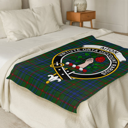 Scottish Clan Aiton Crest Tartan Throw Blanket - Living Stone Gifts