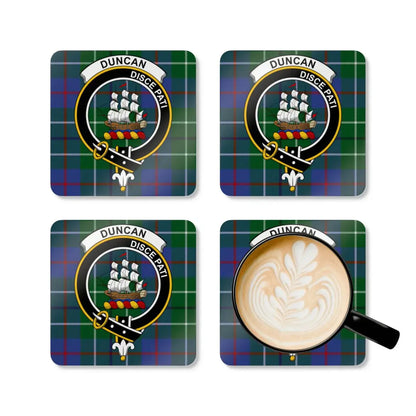 Duncan Clan Crest Plaid Coasters Set Custom Drink product