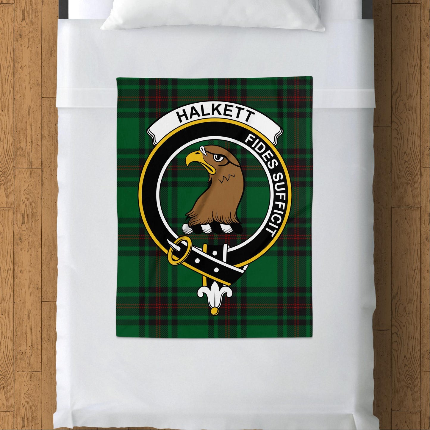 Scottish Clan Halkett Crest Tartan Blanket - Living Stone Gifts