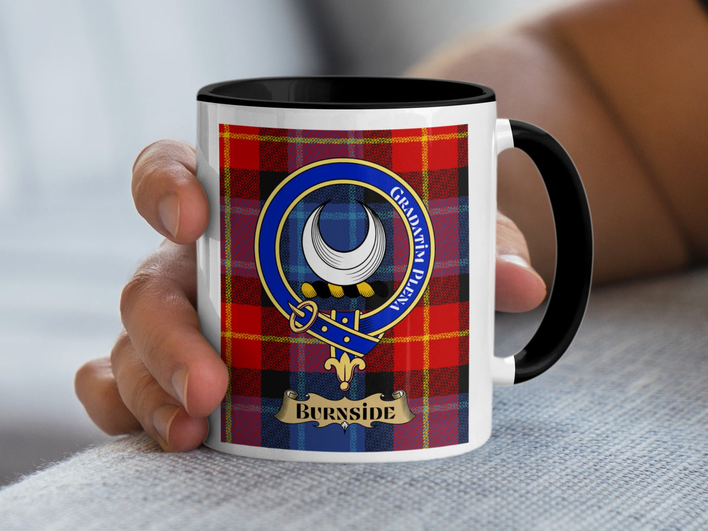 Clan Burnside Scottish Tartan Coat of Arms Mug - Living Stone Gifts