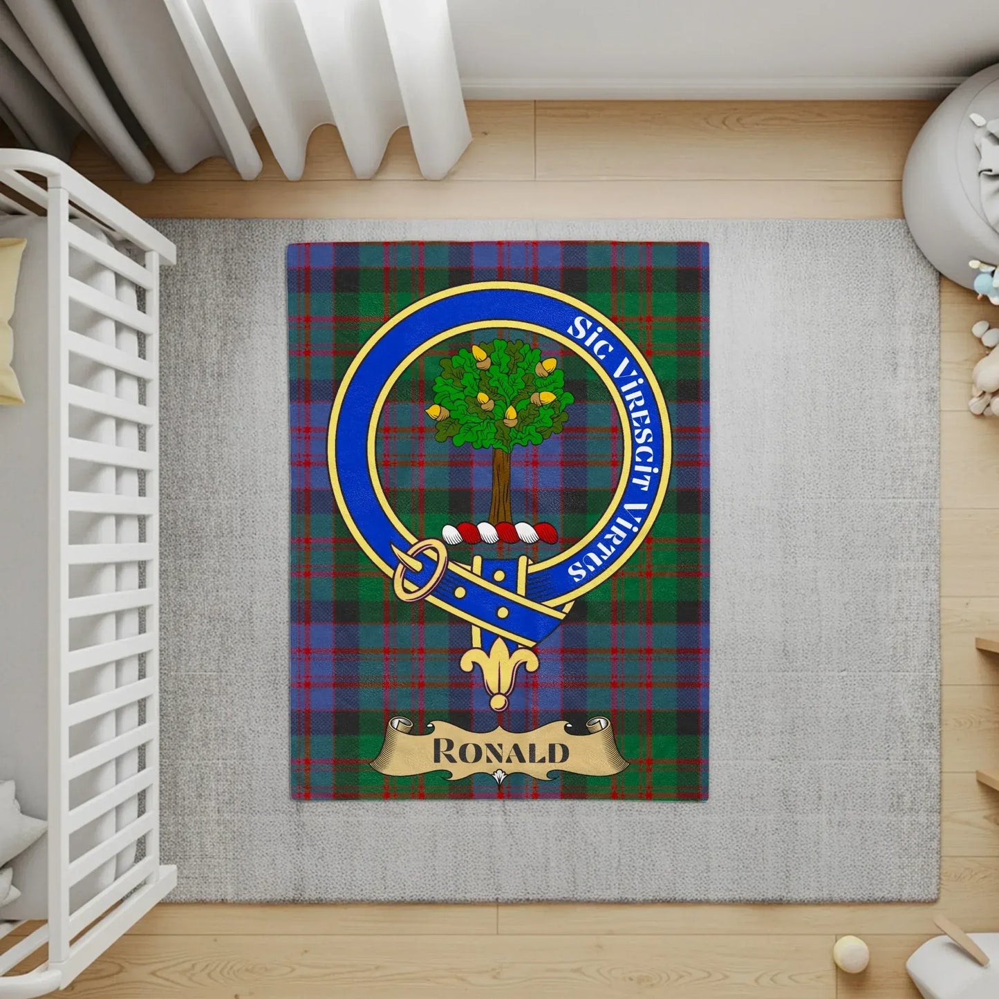 Custom Tartan Plaid Family Crest Emblem Rug product type
