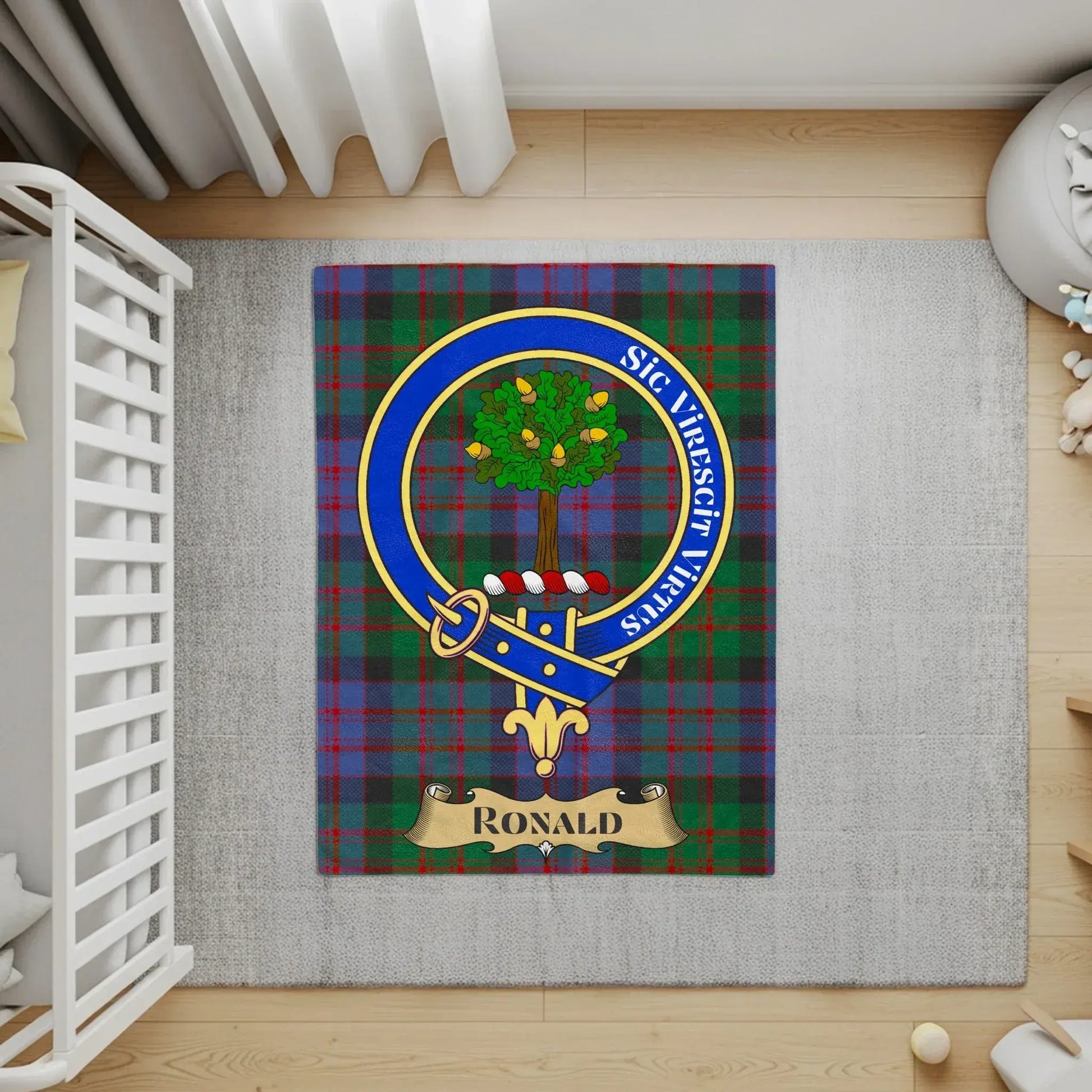 Custom Tartan Plaid Family Crest Emblem Rug product type