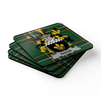 Dixon Coat of Arms Tartan Plaid Personalized Coasters product type