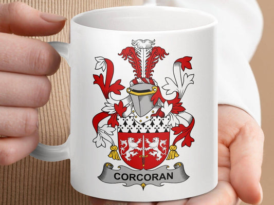 Corcoran Surname Irish Family Crest Mug - Celtic Ancestry Gifts