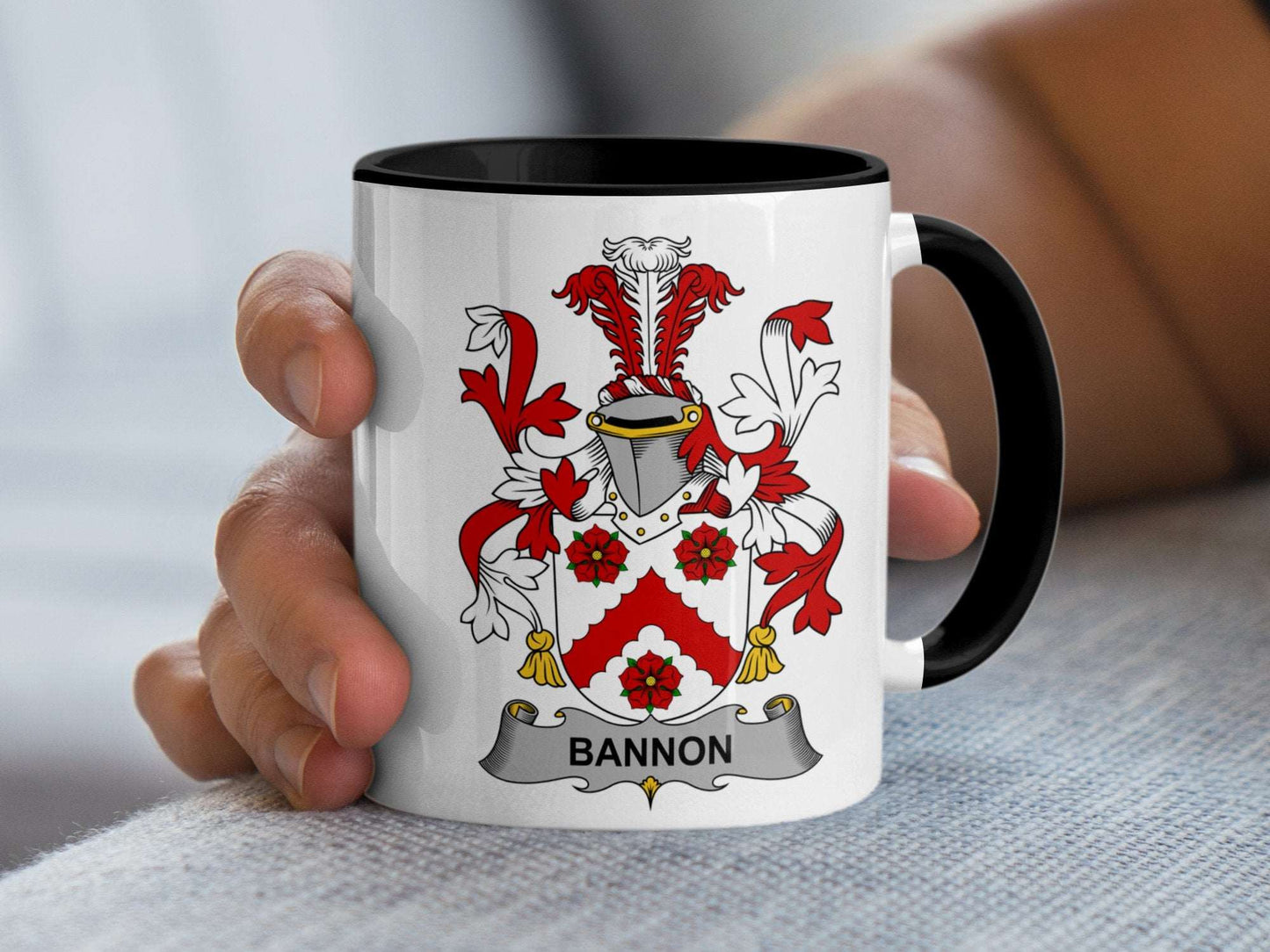 11oz / Black Bannon Family Crest Heritage Gift Irish Surname Mug