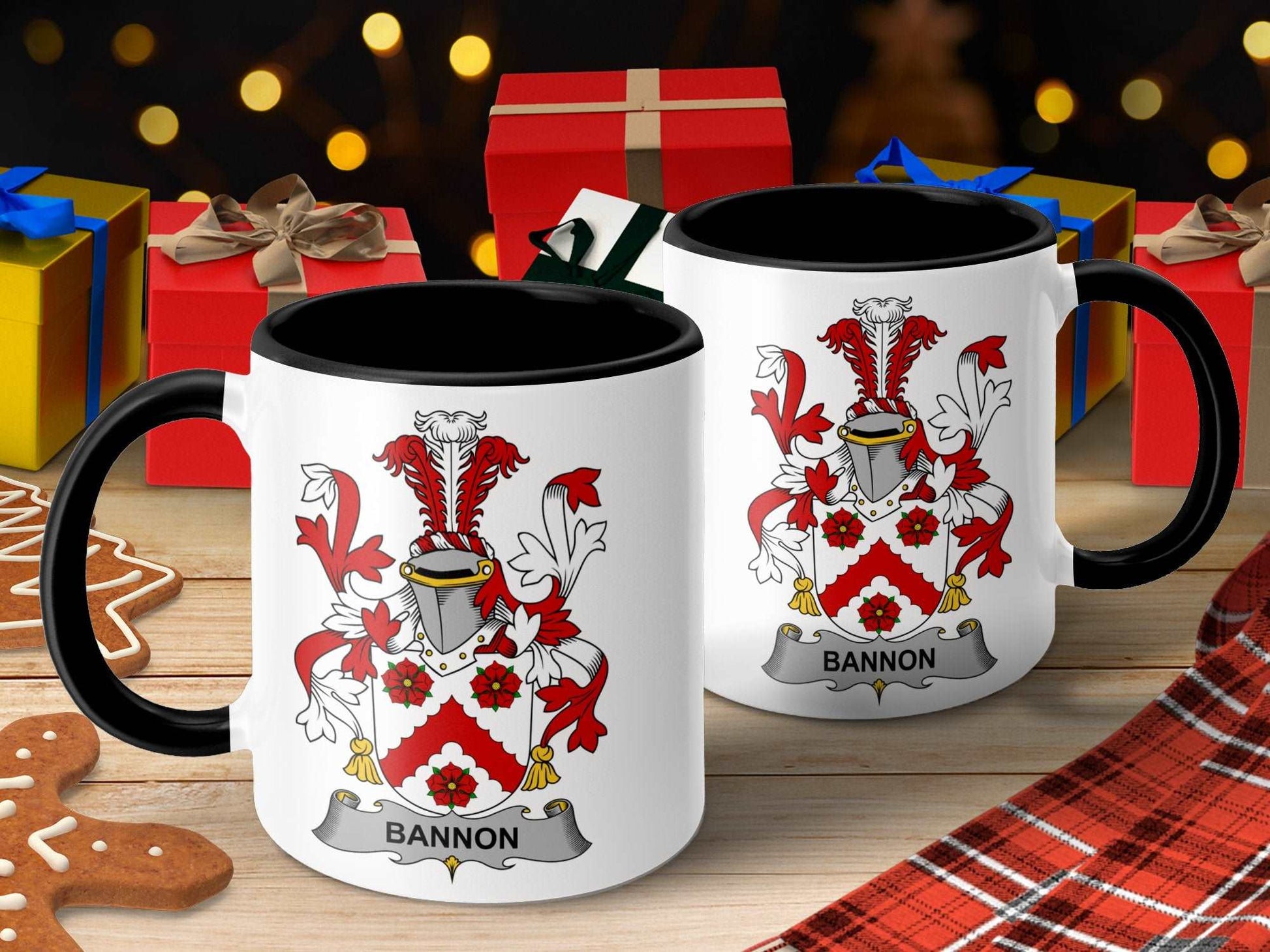 11oz / Black Bannon Family Crest Heritage Gift Irish Surname Mug