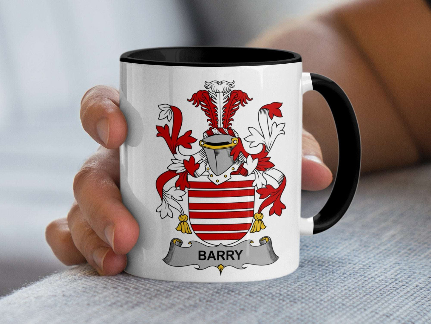 11oz / Black Barry Family Crest Surname Irish Coat of Arms Mug