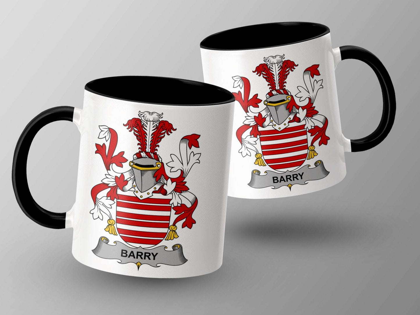 11oz / Black Barry Family Crest Surname Irish Coat of Arms Mug