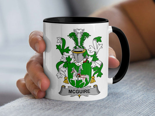 11oz / Black Beautiful McGuire Irish Surname Family Crest Mug