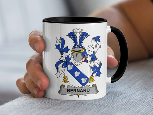 11oz / Black Bernard Coat of Arms Family Surname Crest Irish Mug