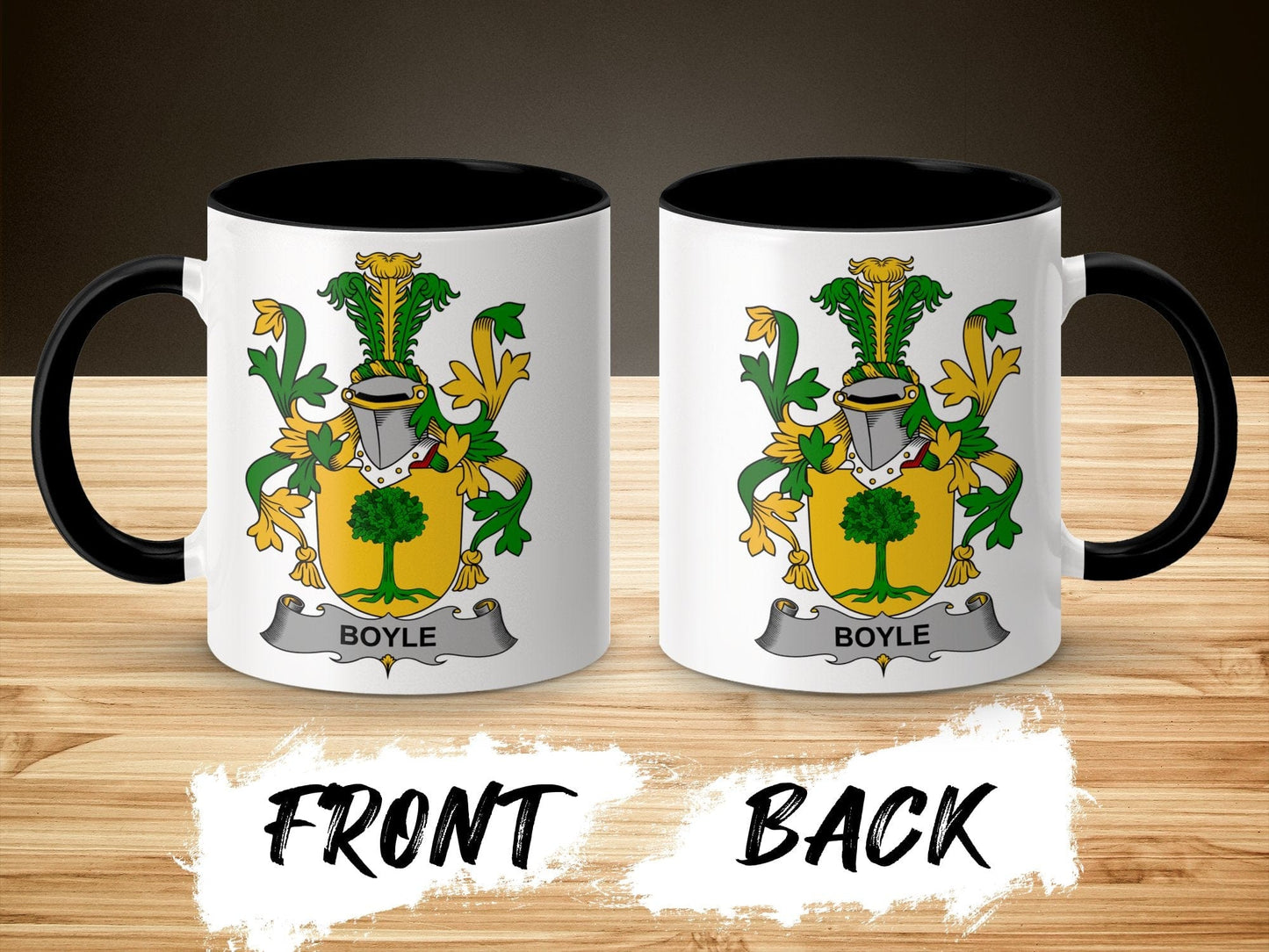 11oz / Black Boyle Irish Family Crest Coat of Arms Heritage Mug