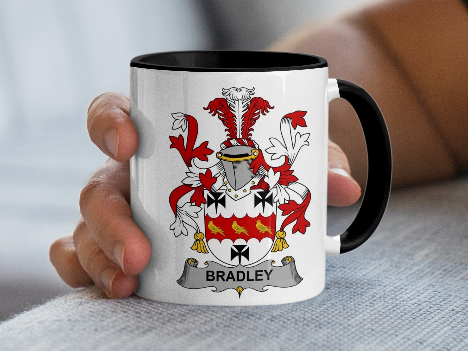 11oz / Black Bradley Surname Irish Coat of Arms Mug