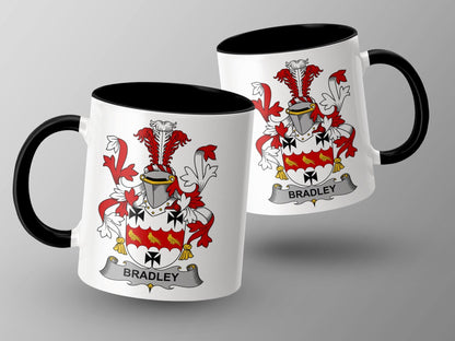 11oz / Black Bradley Surname Irish Coat of Arms Mug