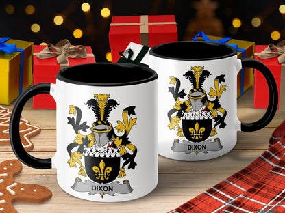 11oz / Black Dixon Surname Family Crest Tradition Heraldry Mug