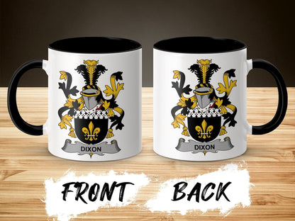 11oz / Black Dixon Surname Family Crest Tradition Heraldry Mug