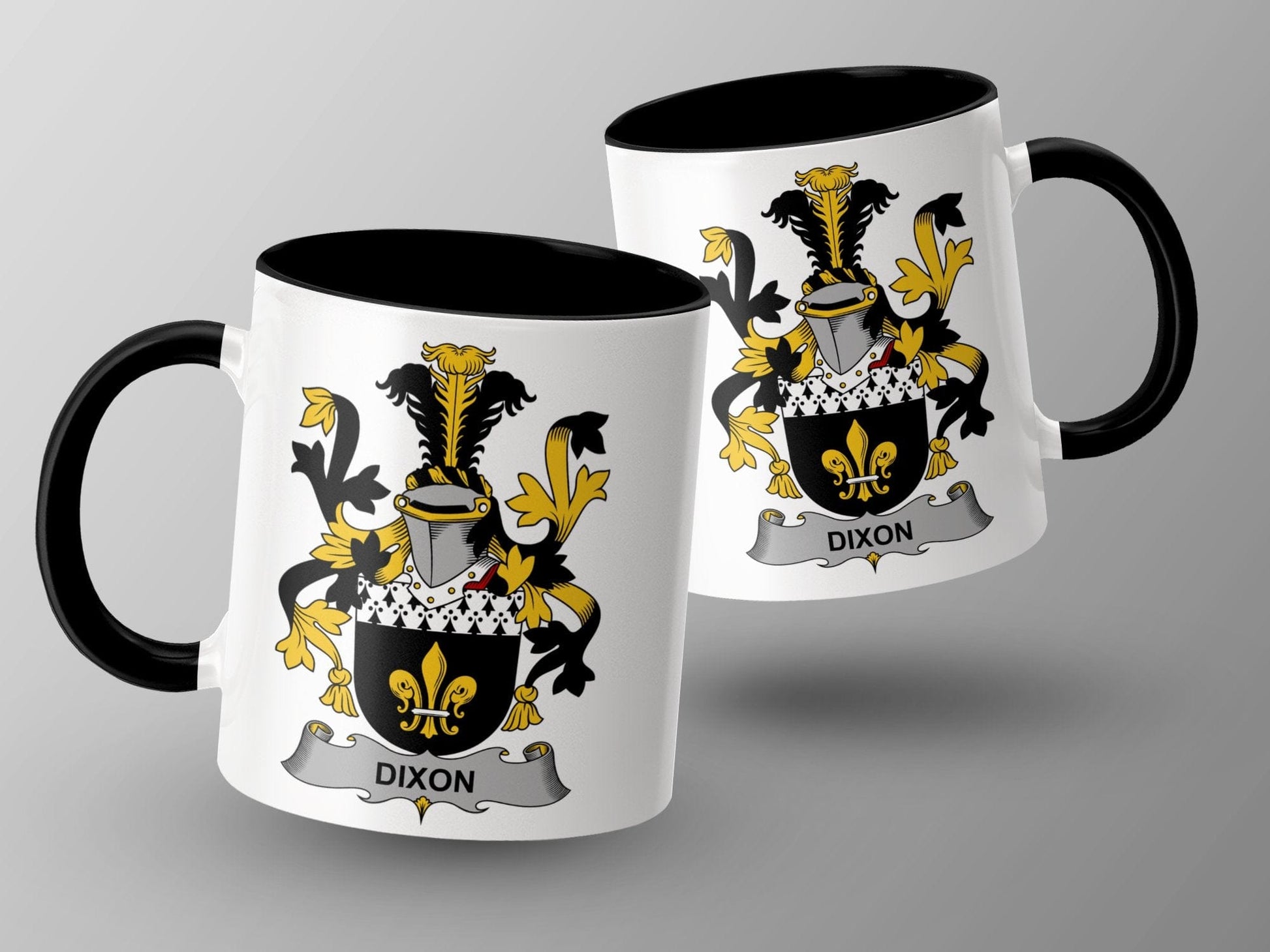 11oz / Black Dixon Surname Family Crest Tradition Heraldry Mug