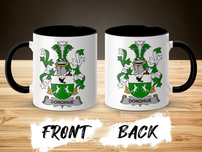 11oz / Black Donohue Family Coat of Arms Heraldic Crest Mug