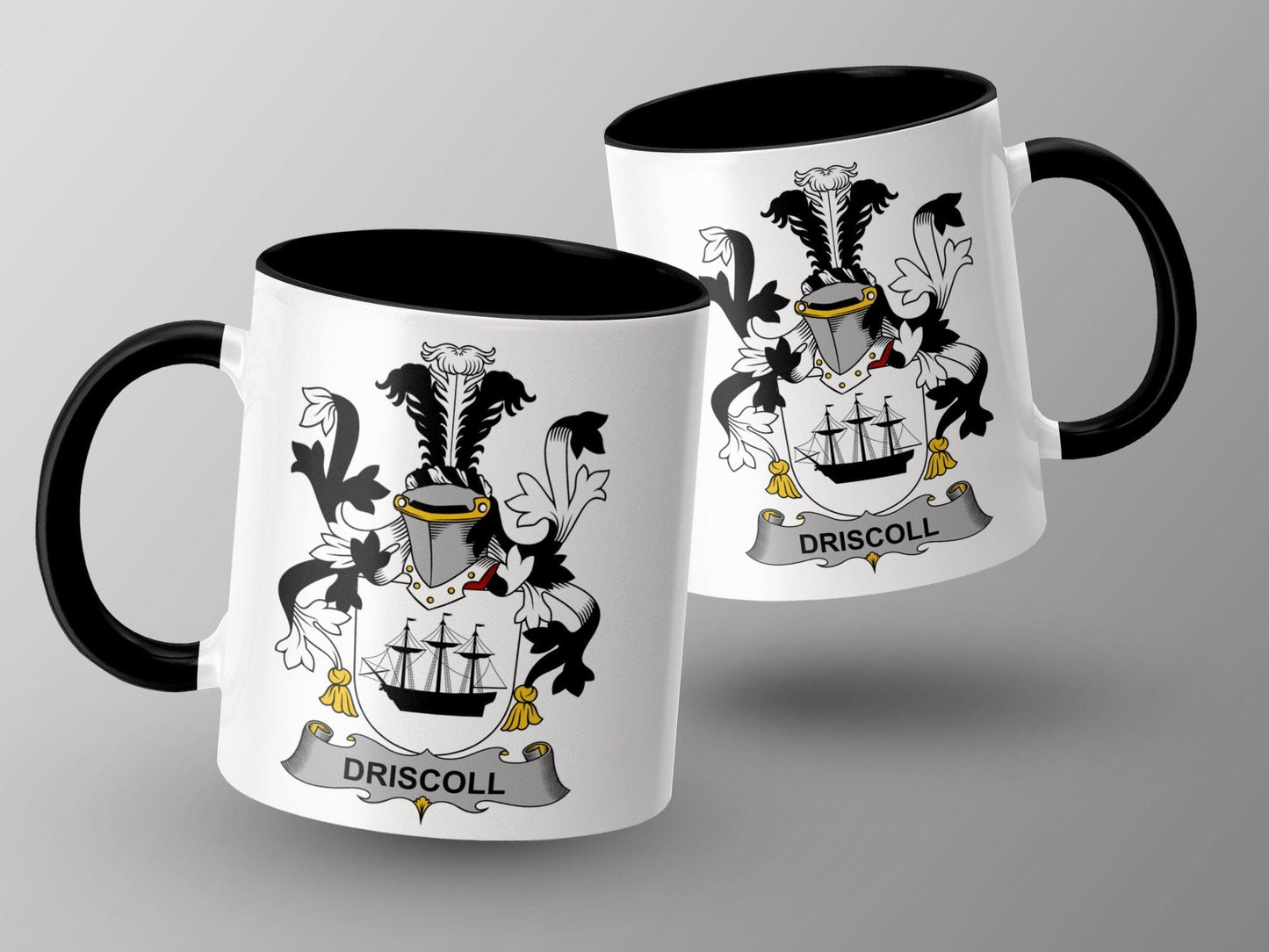 11oz / Black Driscoll Family Crest Shield Ship Design Mug