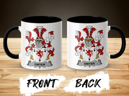 11oz / Black Dwyer Coat of Arms Shield Family Crest Design Mug