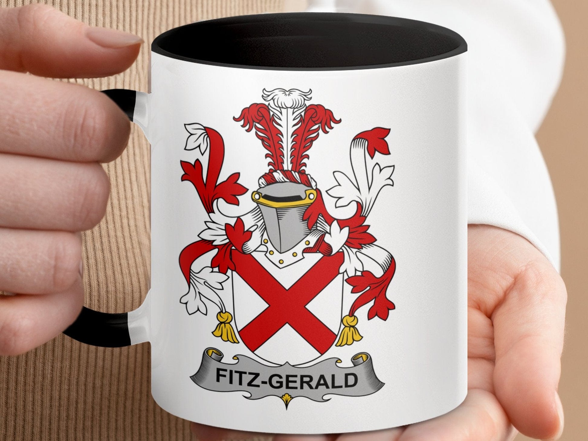 11oz / Black Fitz-Gerald Surname Family Coat of Arms Mug