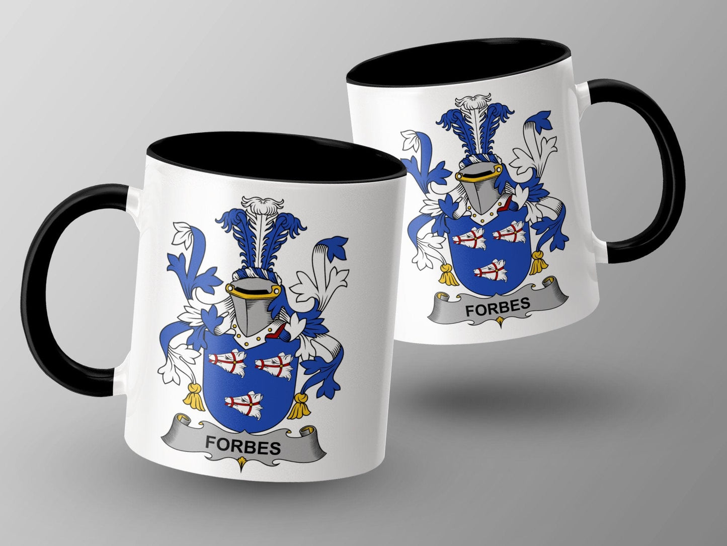 11oz / Black Forbes Family Crest Heraldic Coat of Arms Mug