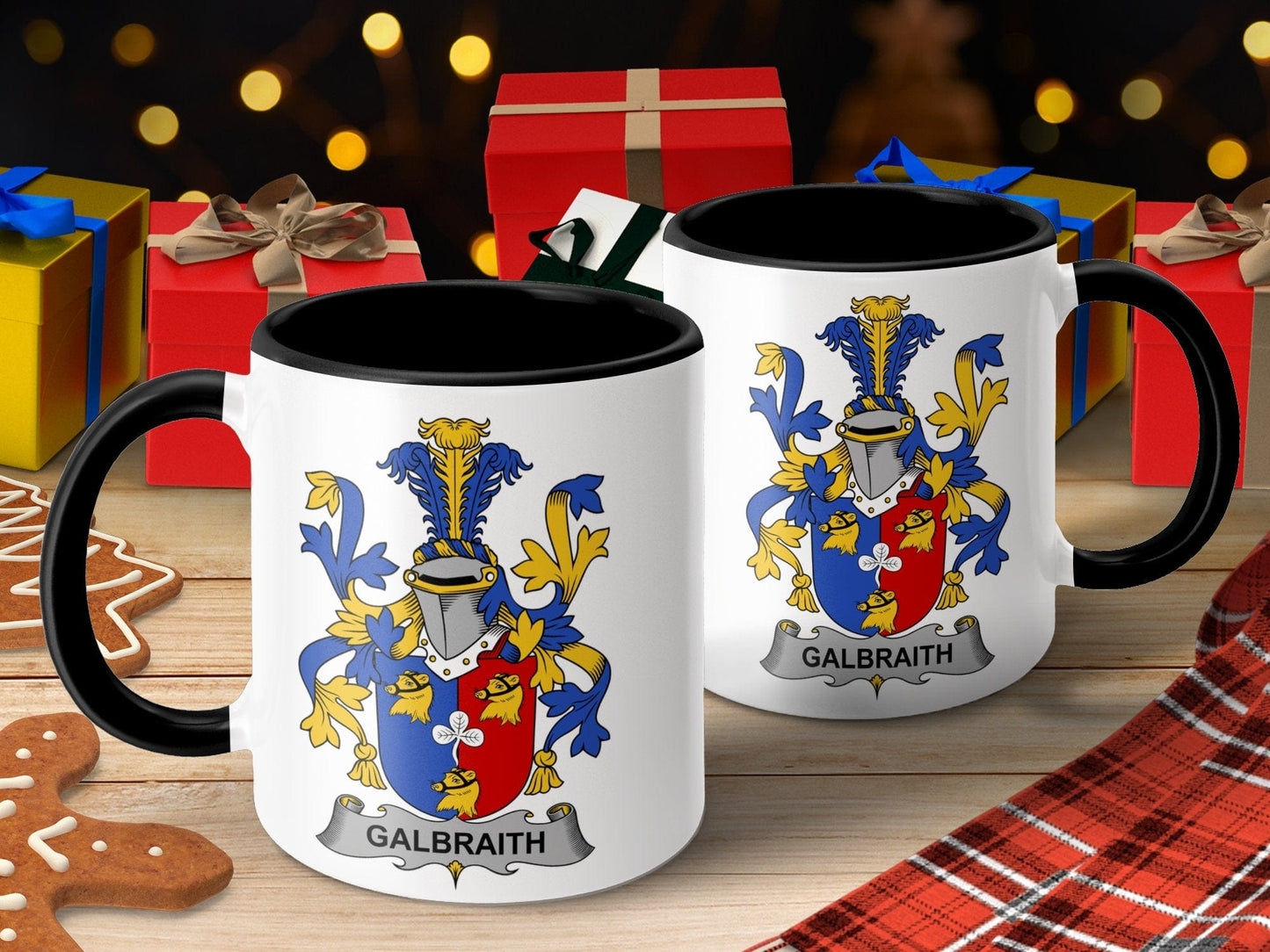 11oz / Black Galbraith Family Crest Shield Coat of Arms Mug