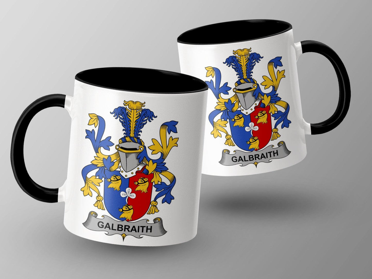 11oz / Black Galbraith Family Crest Shield Coat of Arms Mug