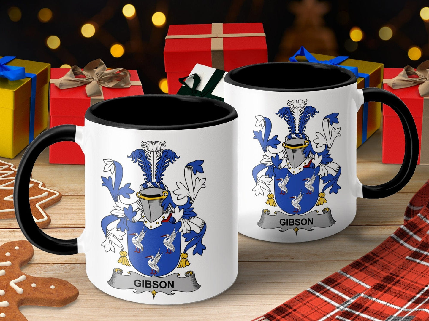 11oz / Black Gibson Family Coat of Arms Heritage Emblem Mug