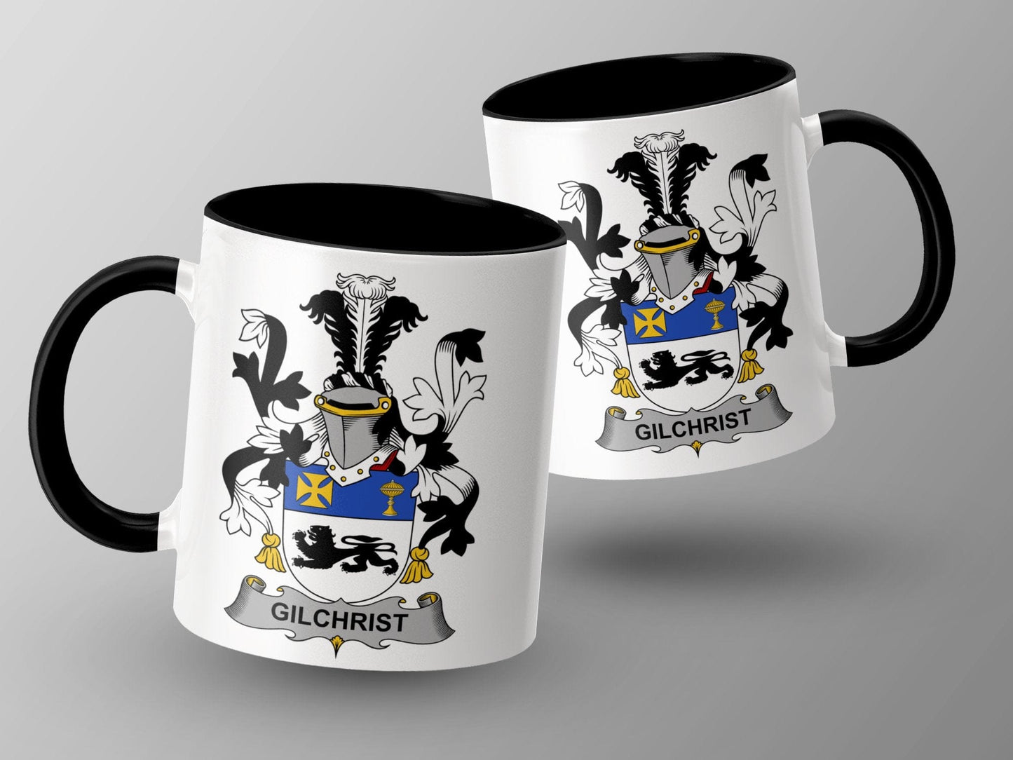 11oz / Black Gilchrist Family Crest Coat of Arms Emblem Heritage Mug