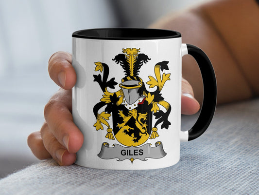 11oz / Black Giles Family Crest Coat of Arms Mug