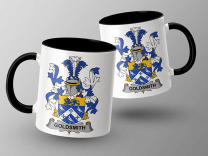 11oz / Black Goldsmith Surname Family Crest Coat of Arms Mug