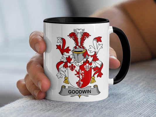 11oz / Black Goodwin Surname Historic Family Crest Coat of Arms Mug