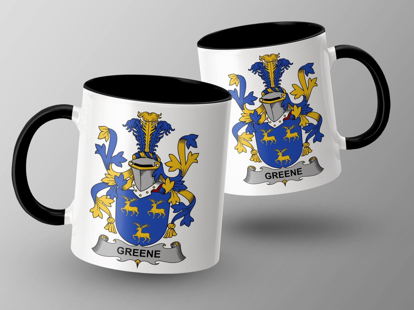 11oz / Black Greene Family Crest Heraldry Design Mug