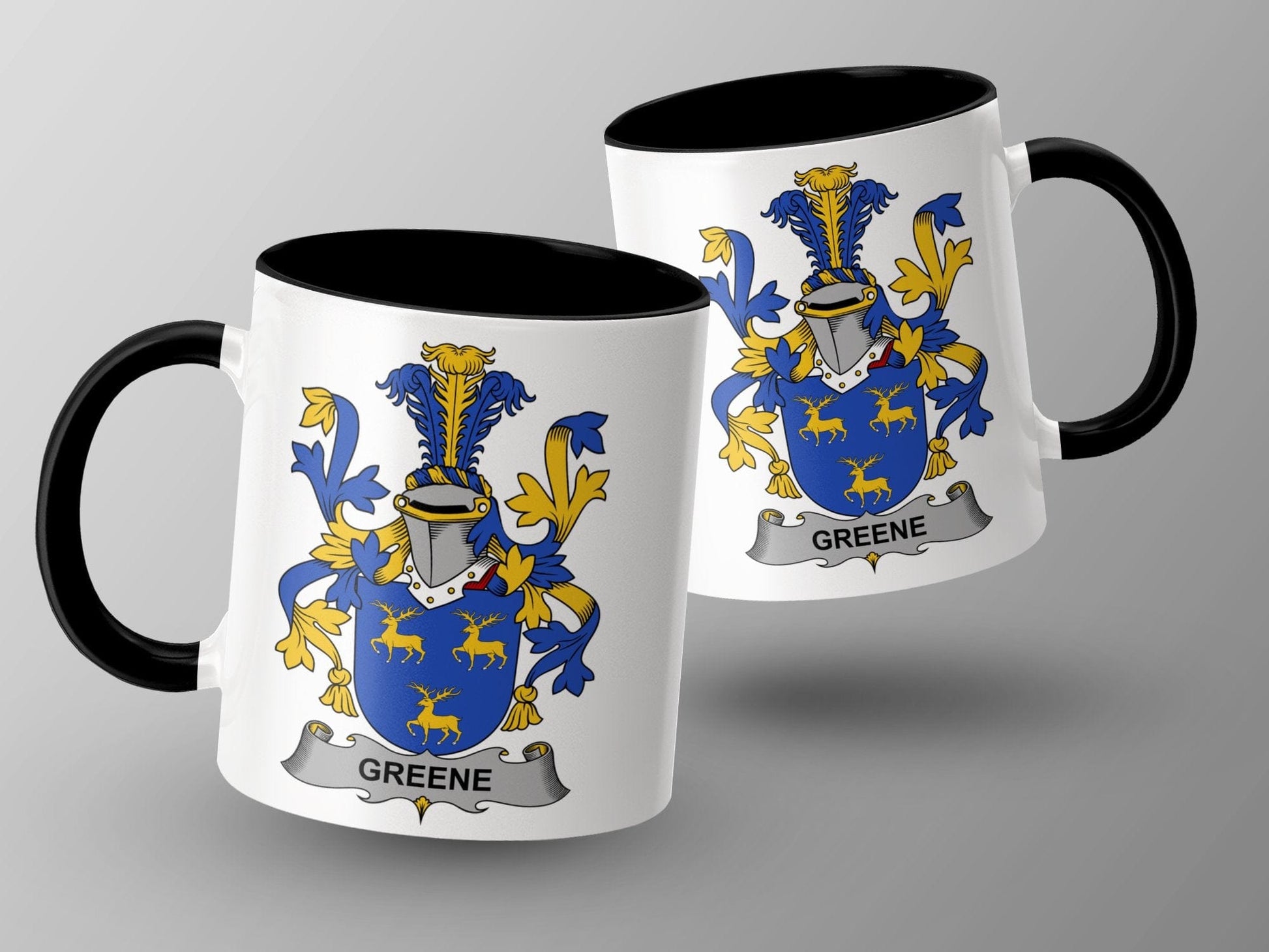 11oz / Black Greene Family Crest Heraldry Design Mug