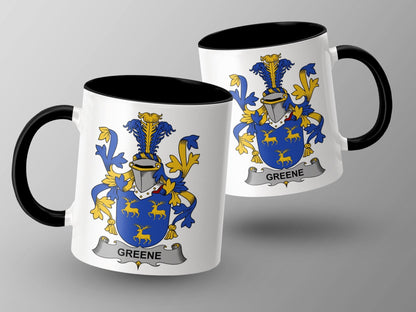 11oz / Black Greene Family Crest Heraldry Design Mug