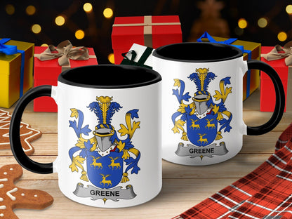 11oz / Black Greene Family Crest Heraldry Design Mug