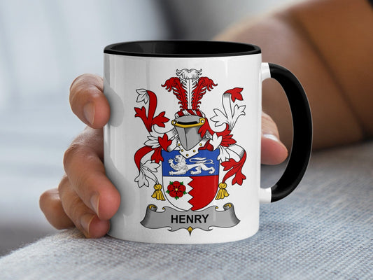 11oz / Black Henry Family Coat of Arms Customized Mug