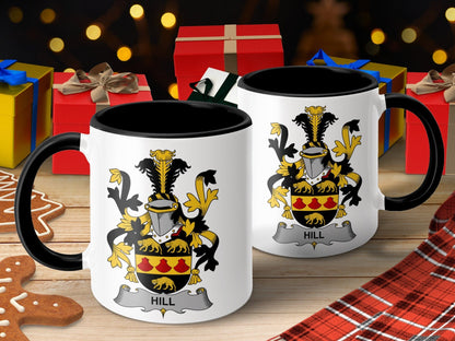 11oz / Black Hill Surname Family Crest Coat of Arms Mug