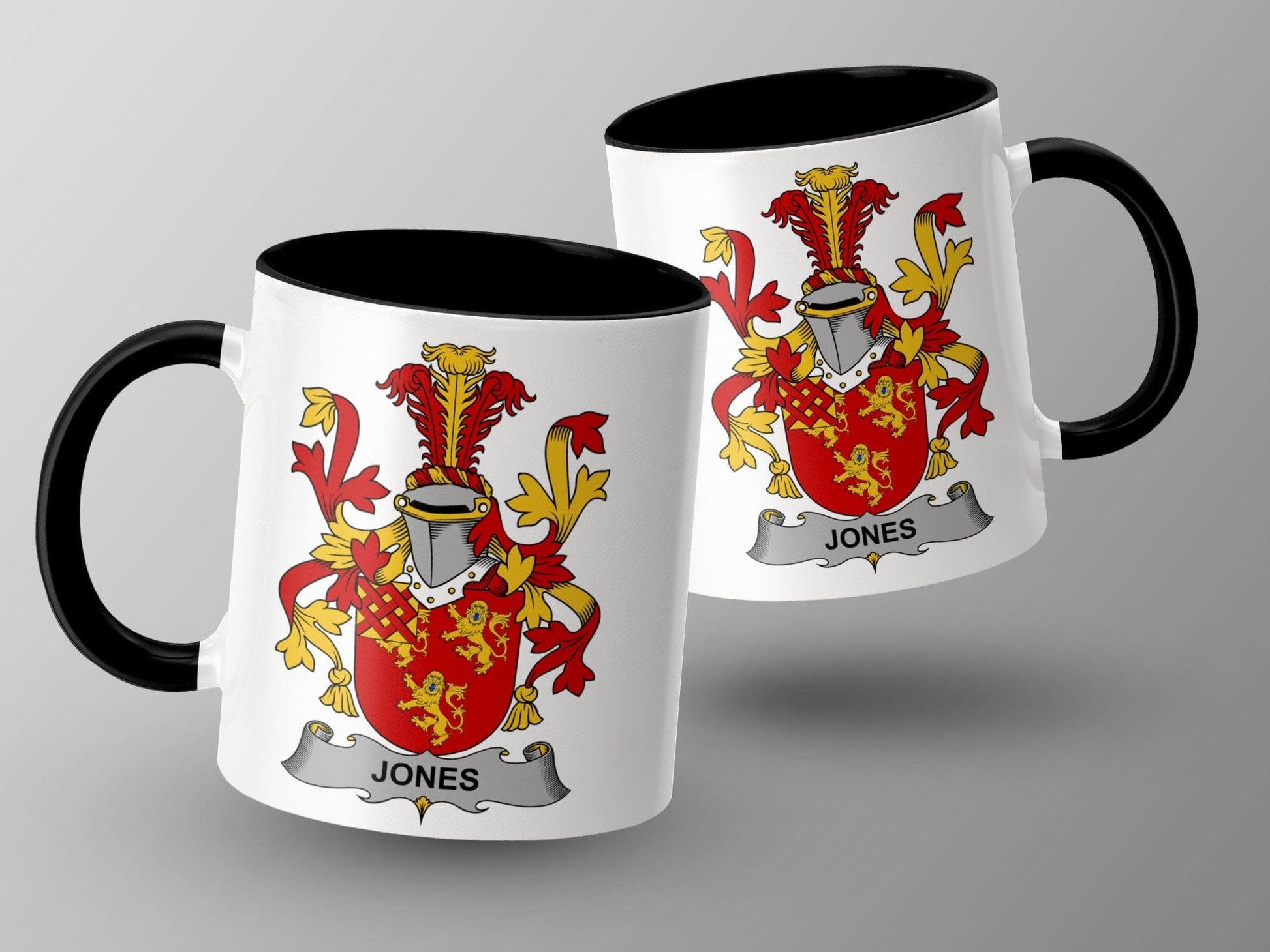 11oz / Black Jones Family Crest Coat of Arms Mug