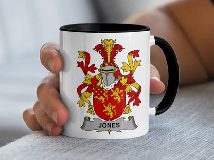 11oz / Black Jones Family Crest Coat of Arms Mug